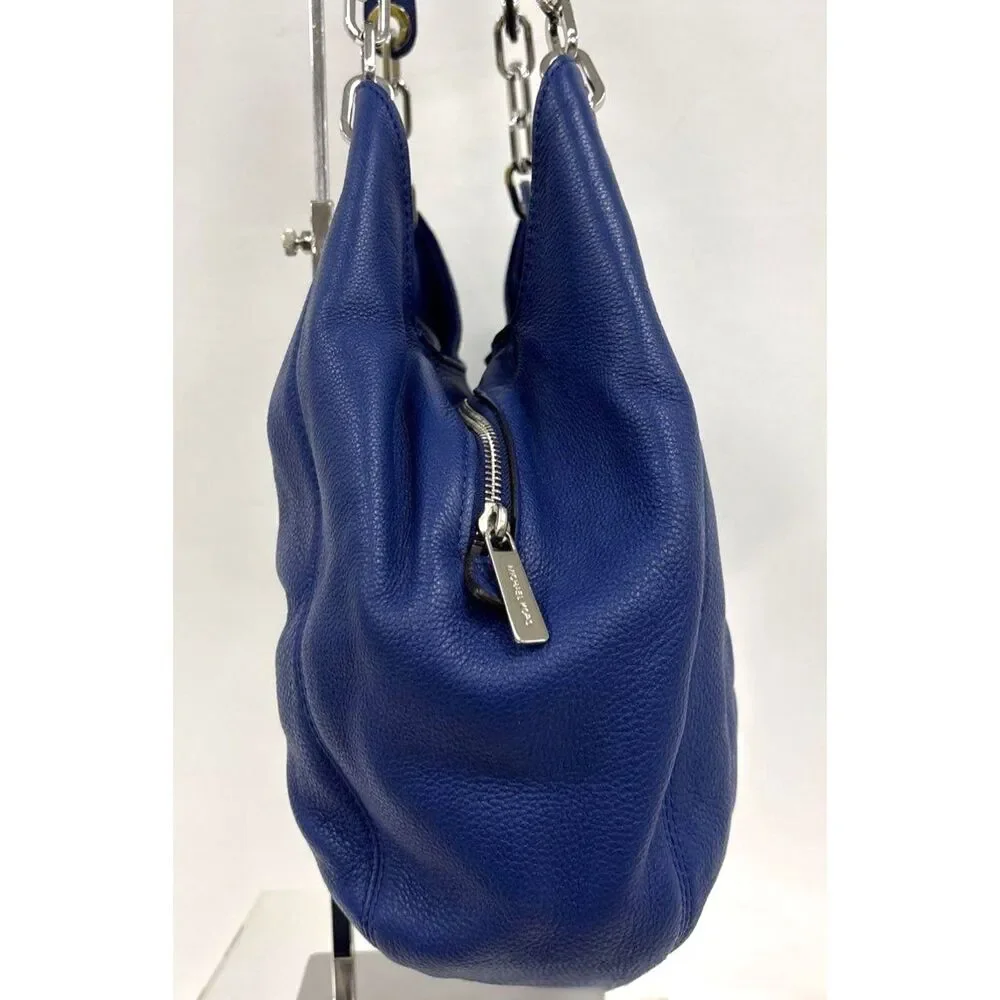 Michael Michael Kors Blue Fulton Hobo Bag w/ Silver Chain Straps